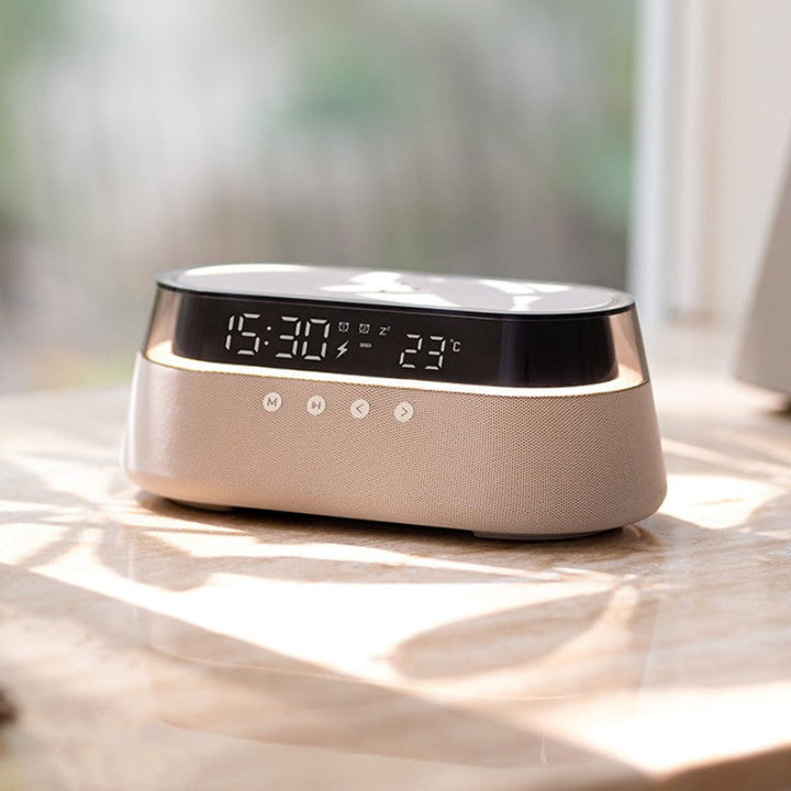 BowLift | Night Light Wireless Charging Alarm Clock Retro Bluetooth Speaker