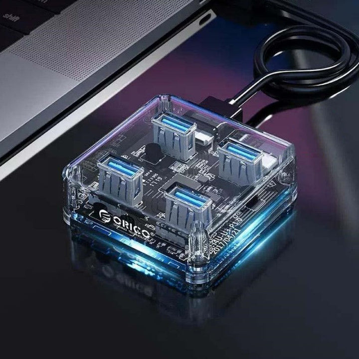 BowLift | Transparent Minimalist 4-Port USB 3.0 Expansion Dock