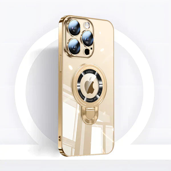 BowLift | iPhone MagSafe Series | Transparent electroplated rotating stand phone case