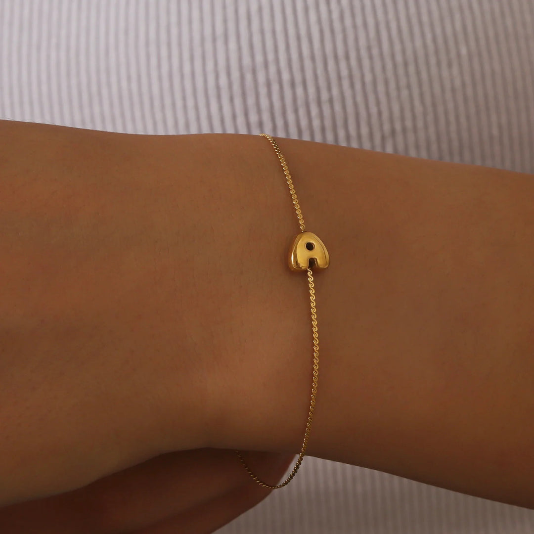 BowLift | Dainty Bubble Letter Initial Bracelet