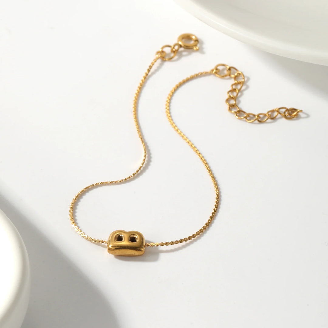 BowLift | Dainty Bubble Letter Initial Bracelet