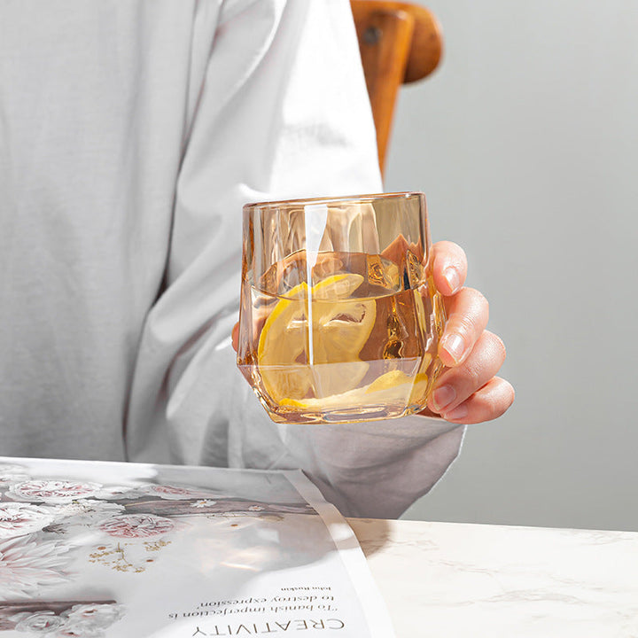 BowLift | Amber hexagonal Glass Cups