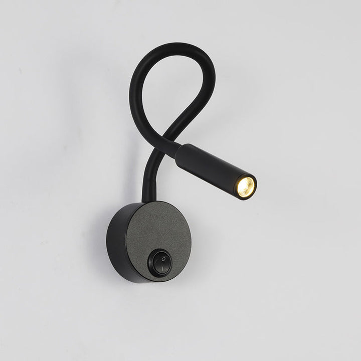 BowLift | Modern Minimalist Iron Round Flexible Bend Tube LED Reading Lamp Wall Sconce Lamp for Bedroom