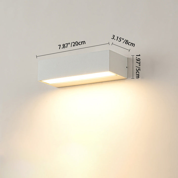 Modern Minimalist Rectangular Bar Waterproof Aluminum LED Wall Sconce Lamp For Garden | Bowlift