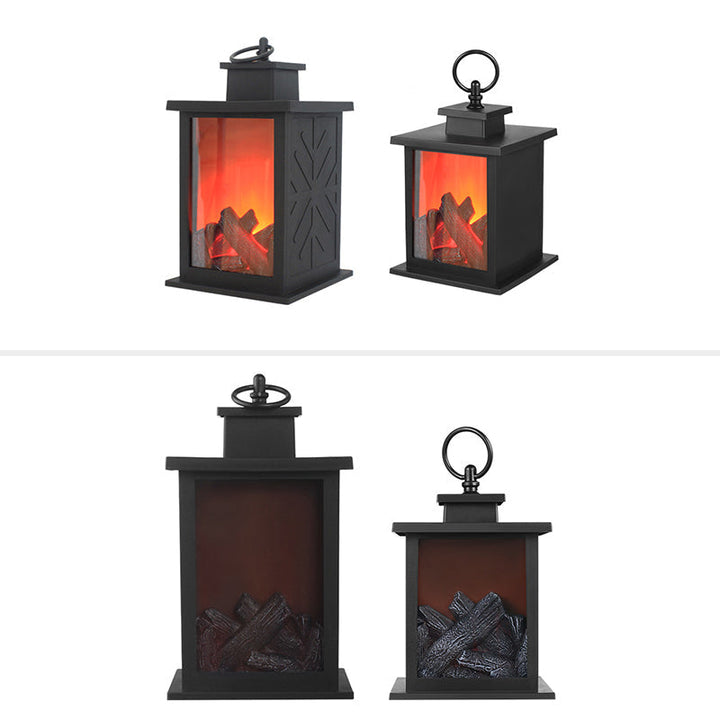 BowLift | Contemporary Retro ABS Simulated Flame Fireplace Round Battery Rectangular LED Table Lamp For Living Room
