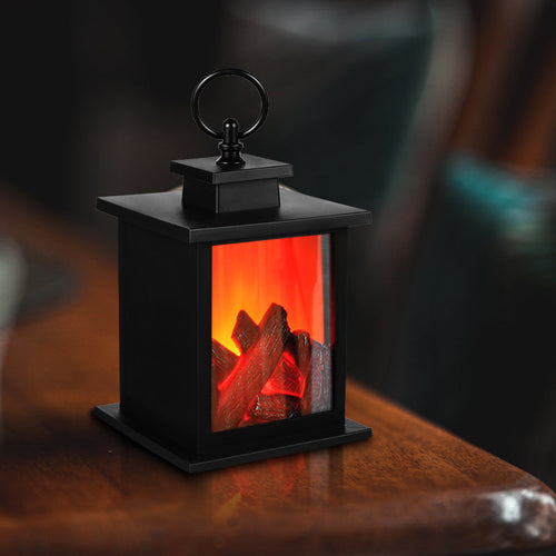 BowLift | Contemporary Retro ABS Simulated Flame Fireplace Round Battery Rectangular LED Table Lamp For Living Room