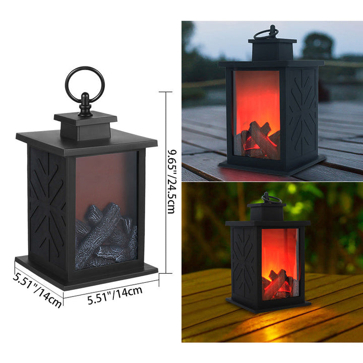 BowLift | Contemporary Retro ABS Simulated Flame Fireplace Round Battery Rectangular LED Table Lamp For Living Room