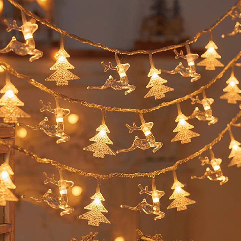 BowLift | Modern Art Deco Battery USB PVC Deer Snow Star Christmas Tree Decoration LED String Light For Entertainment Room