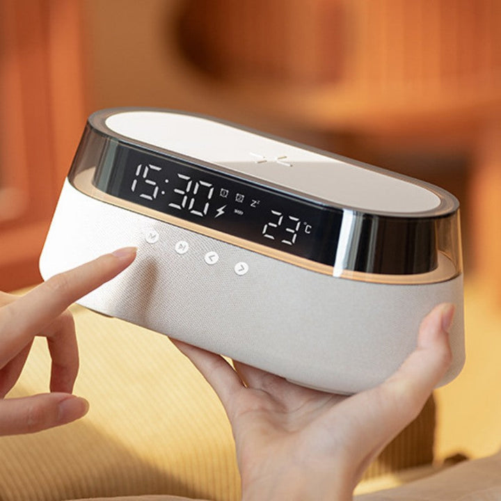BowLift | Night Light Wireless Charging Alarm Clock Retro Bluetooth Speaker