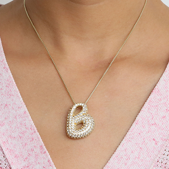 BowLift | Chunky Bubble Diamond Dazzle Initial Necklaces