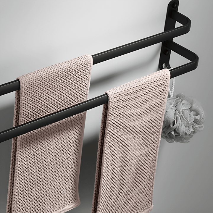 BowLift | FlexRack Wall-Mounted Bathroom Storage Shelf with Towel Holder – Space-Saving Aluminium Rack