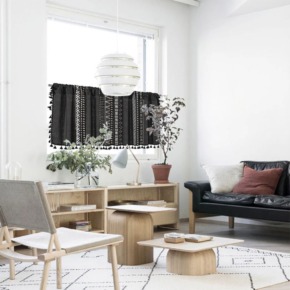 BowLift | Black Geometric Tribal Tassel Cabinet Curtain