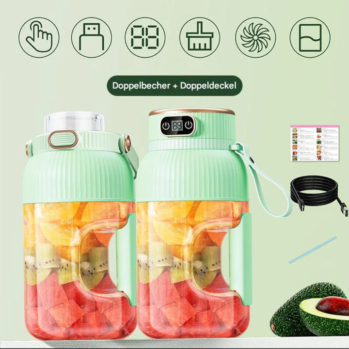 BowLift | Portable multifunctional blender with double lid and USB charging function – for smoothies and storage containers
