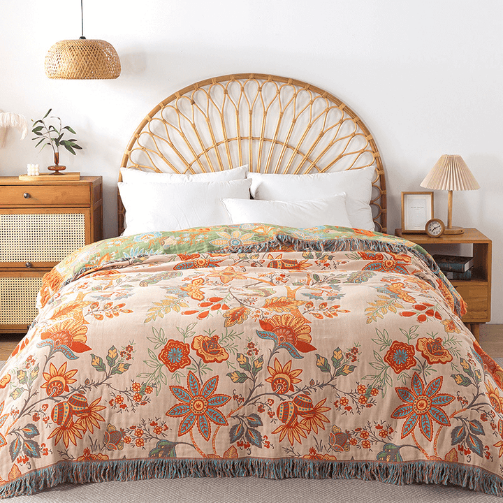 BowLift | Cotton Reversible Blanket with Jacquard and Boho Pattern
