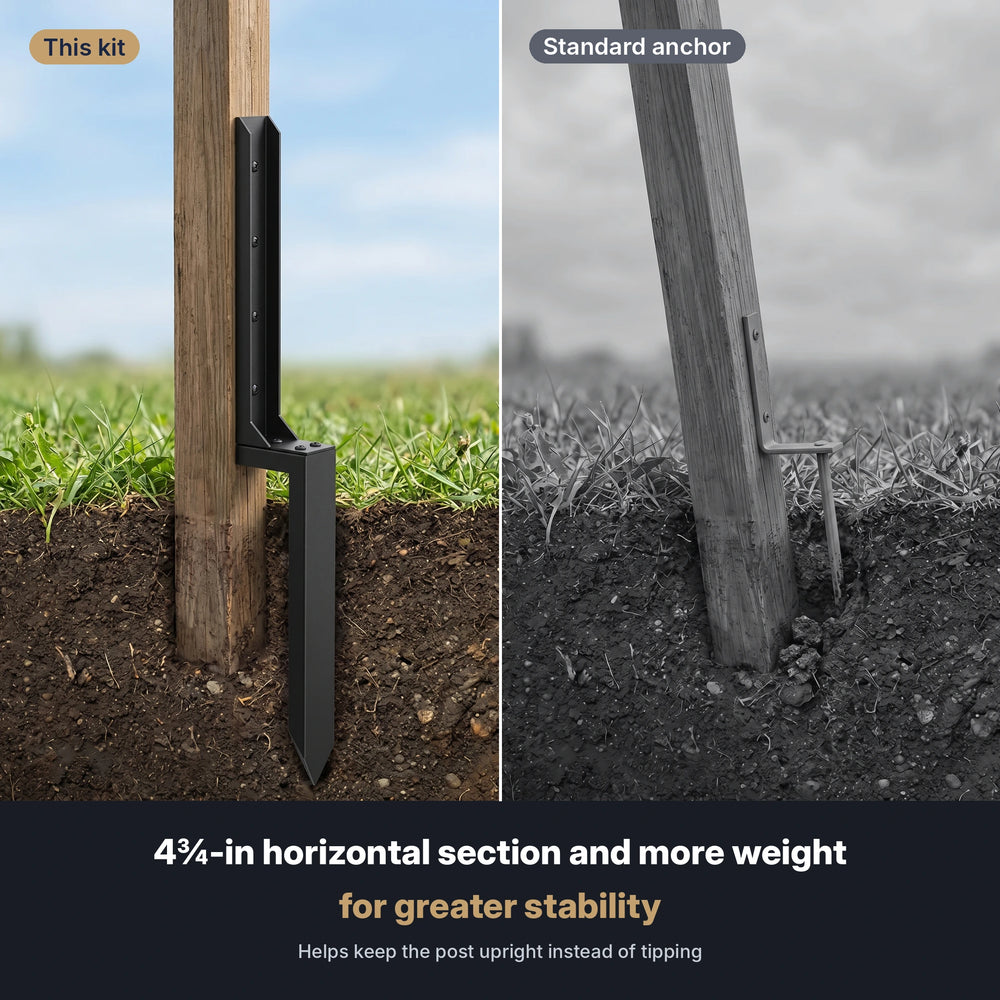 Comparison of the repair stake with long horizontal section versus a standard anchor