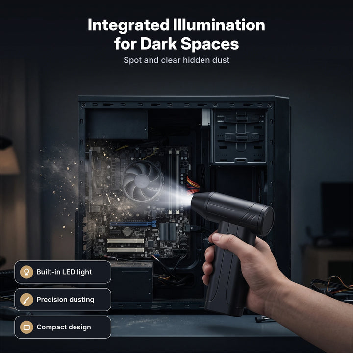 BowLift | 100,000 RPM Cordless Air Duster Blower with LED Light and Battery Display