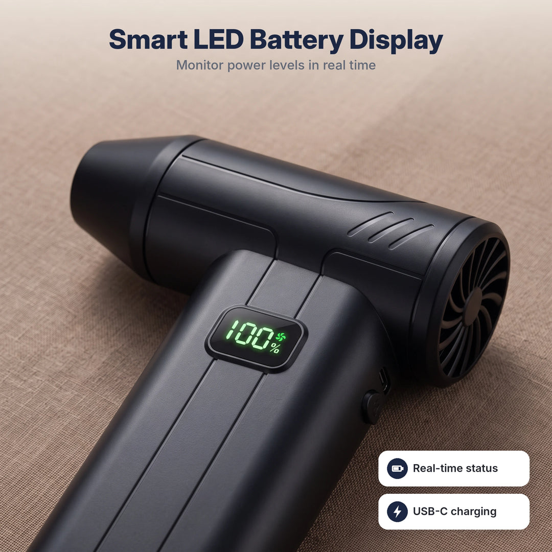 BowLift | 100,000 RPM Cordless Air Duster Blower with LED Light and Battery Display