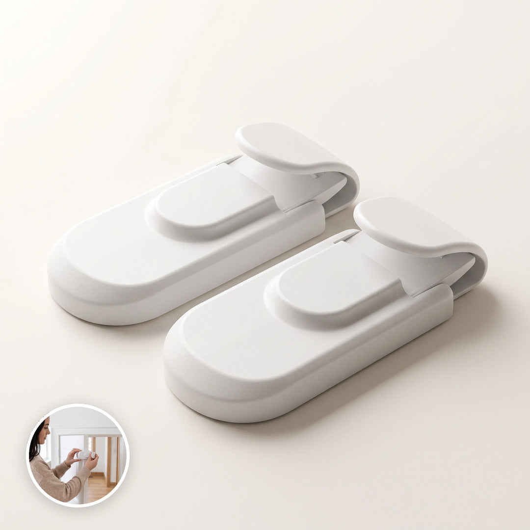 Set of two white child safety door locks