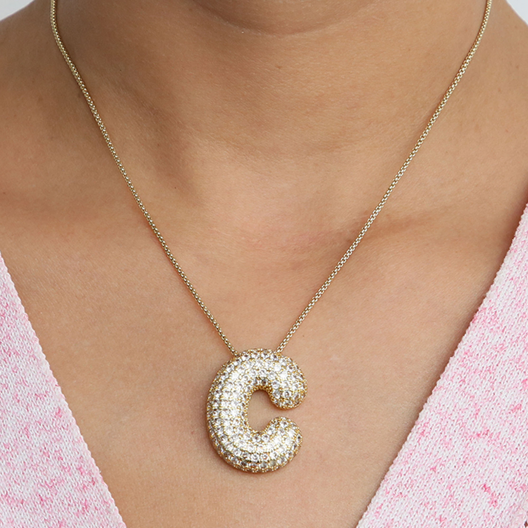BowLift | Chunky Bubble Diamond Dazzle Initial Necklaces
