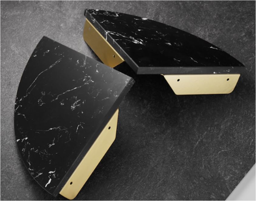 BowLift | 2-piece Bathroom Hardware Set Metal and Marble Bathroom Shelf Set