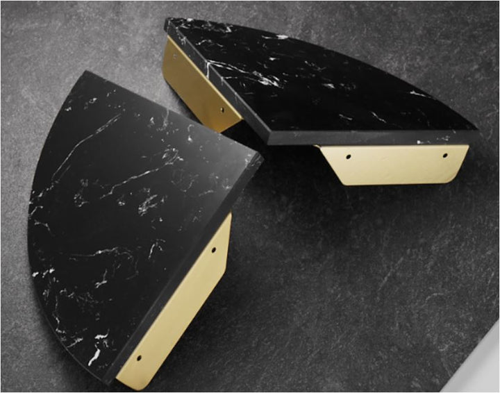 BowLift | 2-piece Bathroom Hardware Set Metal and Marble Bathroom Shelf Set