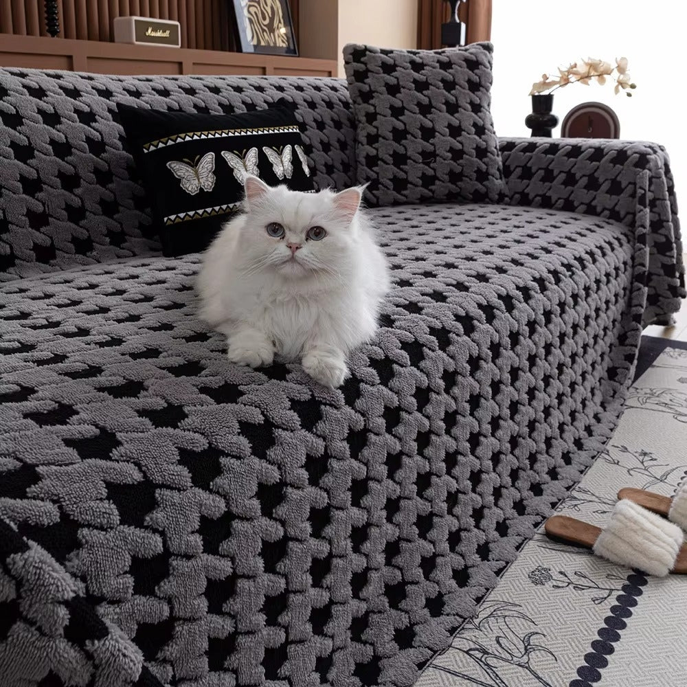 BowLift | Cavalli Houndstooth Plush Sofa Cover