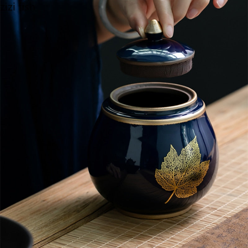 BowLift | Ceramic Teapot Tea Cajon Tea Box Storage Tea Container Moisture-Proof Sealed Tank Storage Tank Candy Jar Storage Box