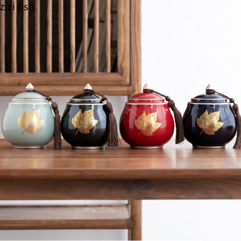 BowLift | Ceramic Teapot Tea Cajon Tea Box Storage Tea Container Moisture-Proof Sealed Tank Storage Tank Candy Jar Storage Box