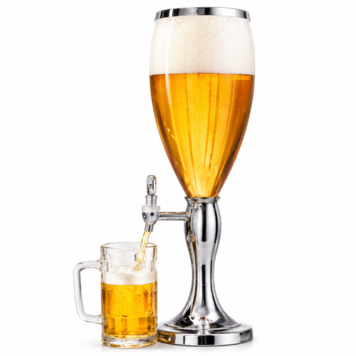 Large Capacity Self-Service Beverage Dispenser with Chrome Stand and Tap Bowlift
