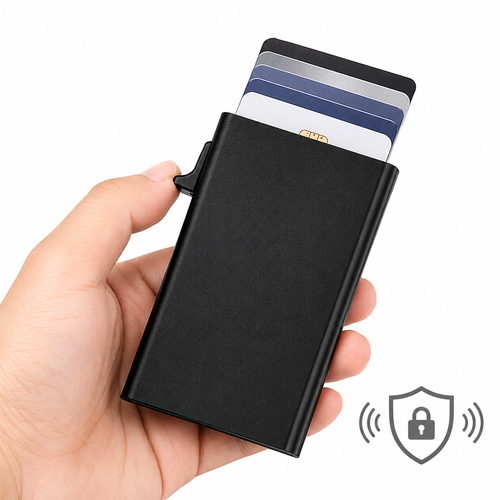Slim RFID Blocking Aluminum Business Card Wallet With Pull Tab Bowlift