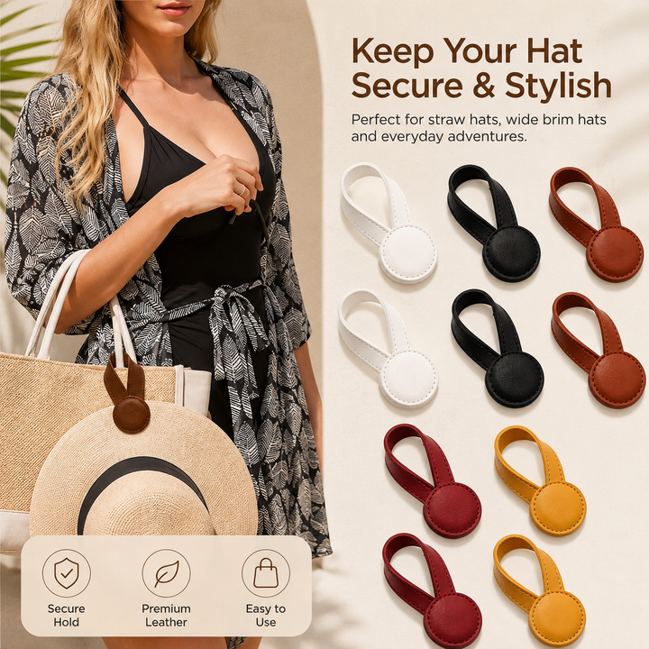 Leather Hat Hanger Clips For Straw And Wide Brim Hats Bowlift