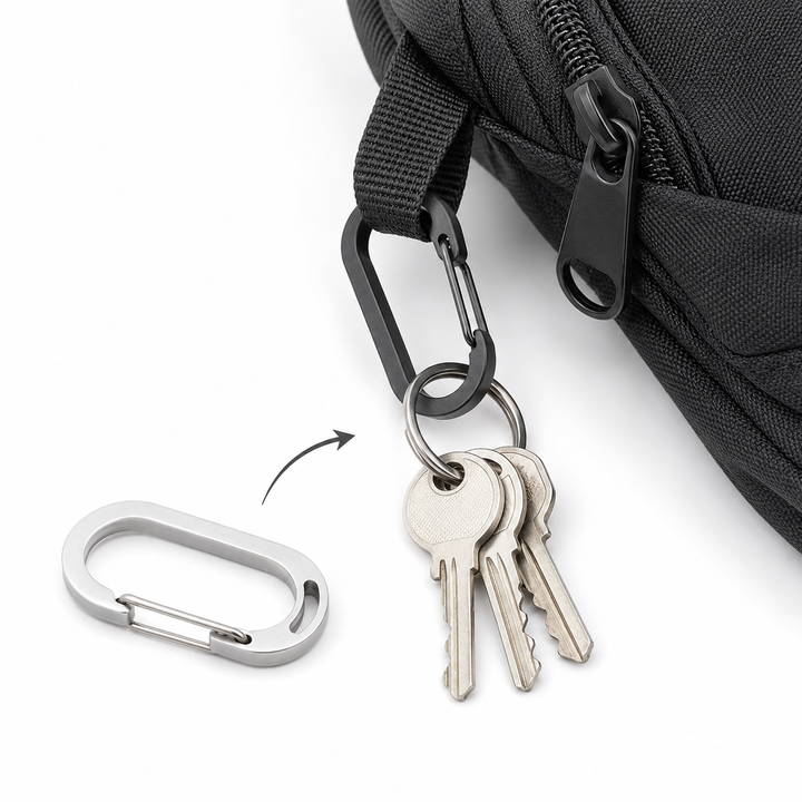 Slim oval spring-gate carabiner keyring Bowlift