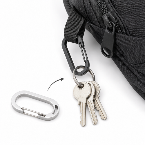 Slim oval spring-gate carabiner keyring Bowlift