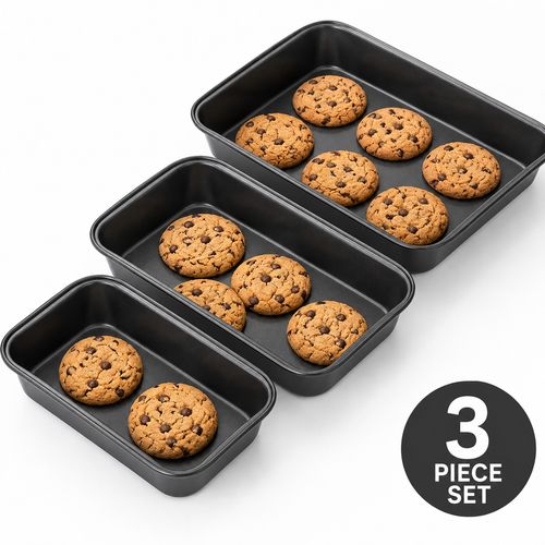 Three piece square cake pan set nonstick carbon steel bakeware Bowlift