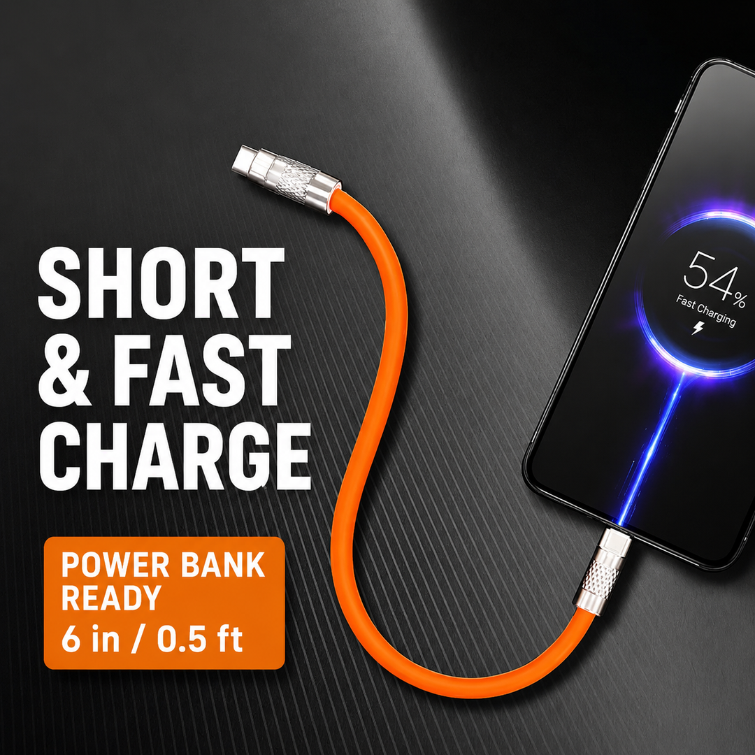 Short flexible fast charge USB to Lightning braided charging cable Bowlift