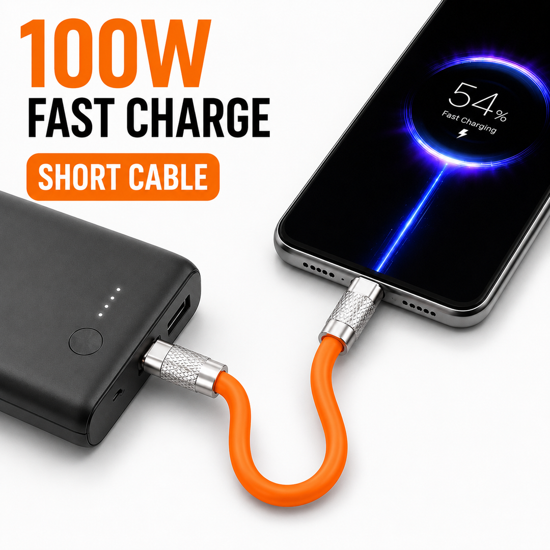 Short flexible fast charge USB to Lightning braided charging cable Bowlift