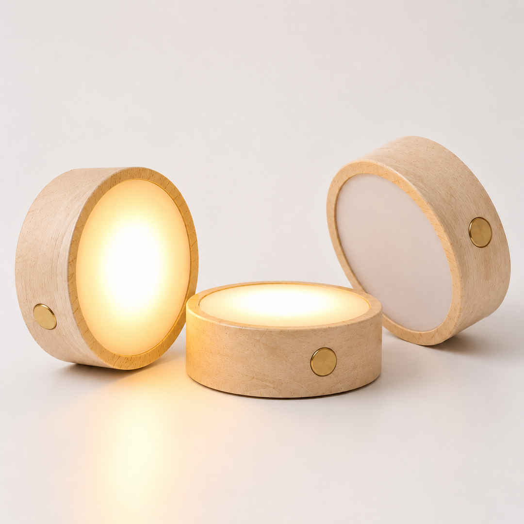 Round wooden rechargeable ambient base Bowlift