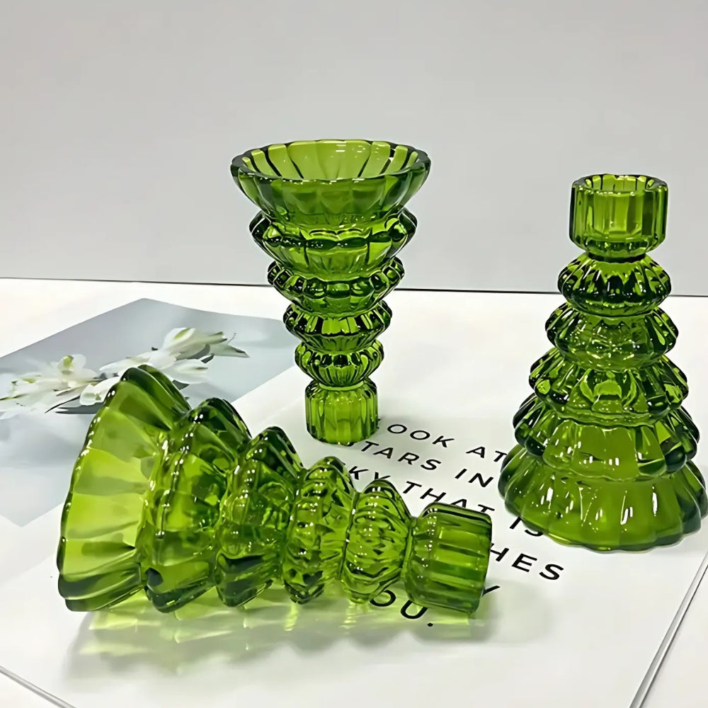 BowLift | Christmas Tree Glass Candle Holder | 3pcs Set