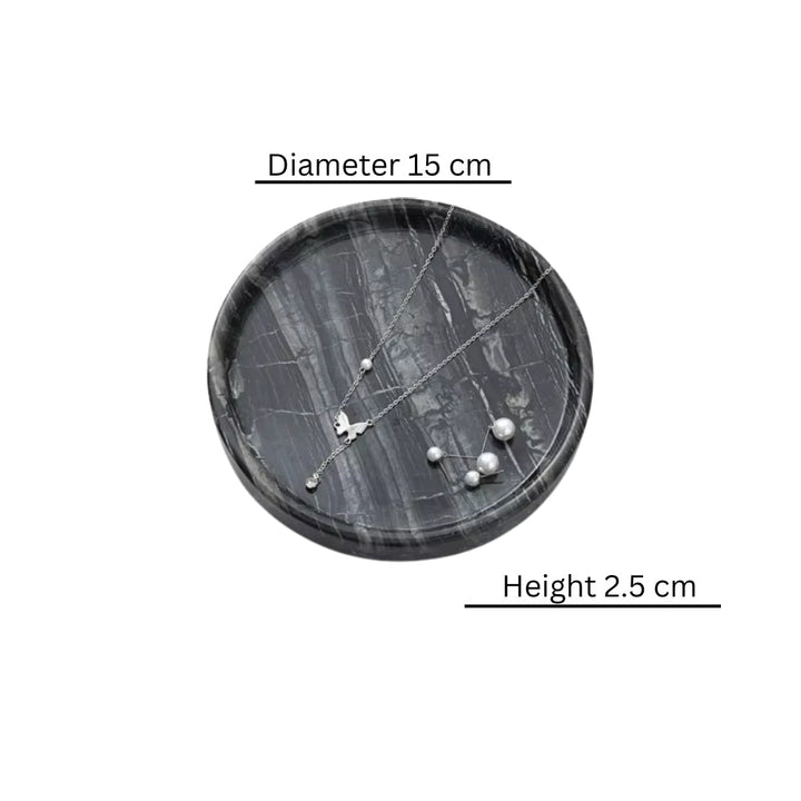 BowLift | Circular Black Marble Jewelry Tray