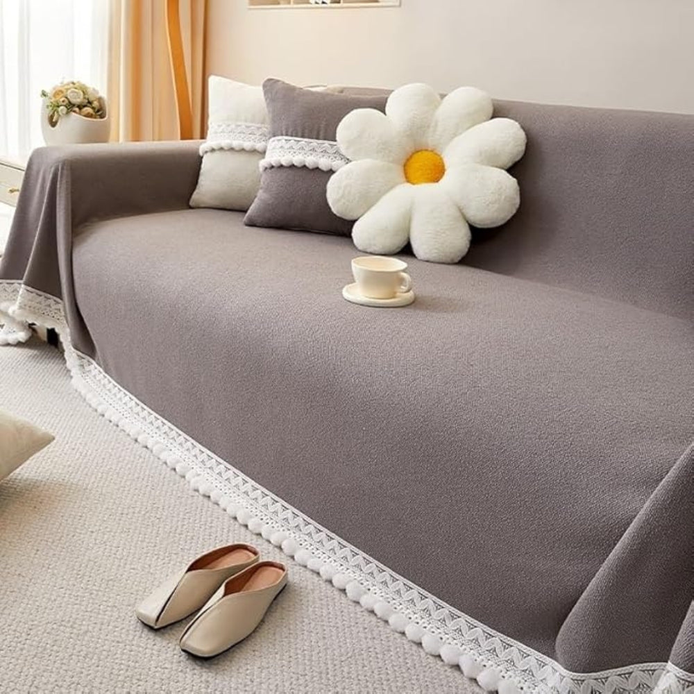 BowLift | Classic Chenille Lace Edge Sofa Cover