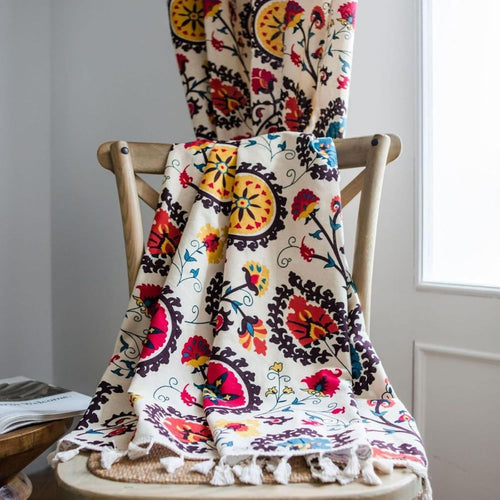 BowLift | Boho Color Wheel Bloom Tassel Curtain
