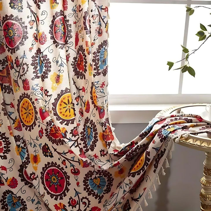 BowLift | Boho Color Wheel Bloom Tassel Curtain