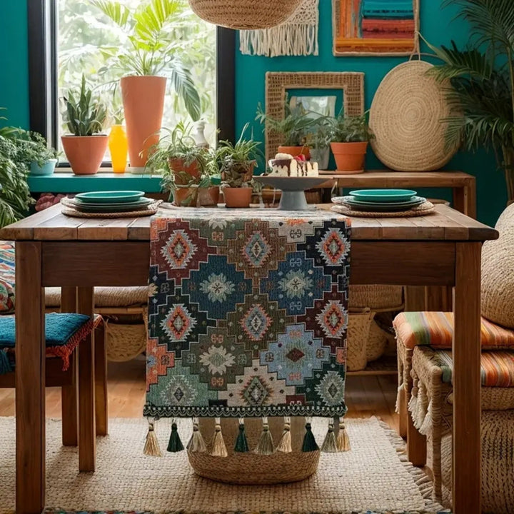 BowLift | Colorful Geometric Tassel Table Runner Decor