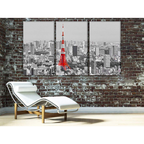 Simplistic Tokyo Tower Landscape - Canvas Wall Art Painting | Bowlift