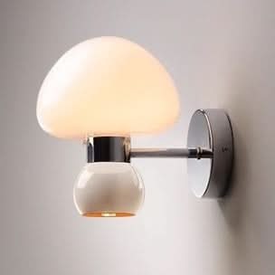 BowLift | Cream Glass Mushroom Wall Sconce Light