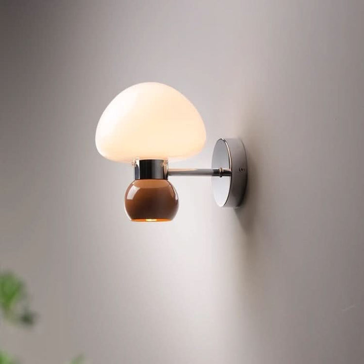 BowLift | Cream Glass Mushroom Wall Sconce Light