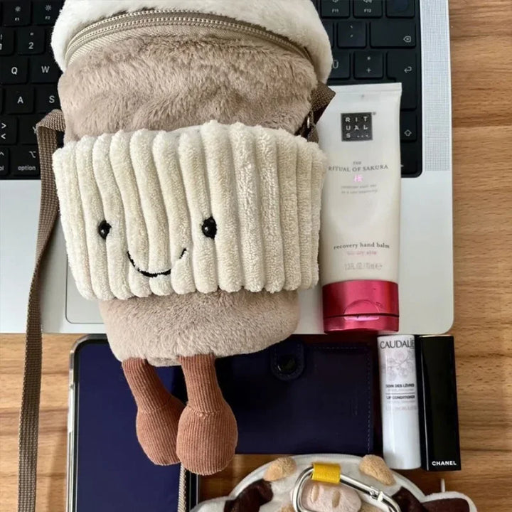 BowLift | Cute Happy Coffee Mug Holder Plush Bag