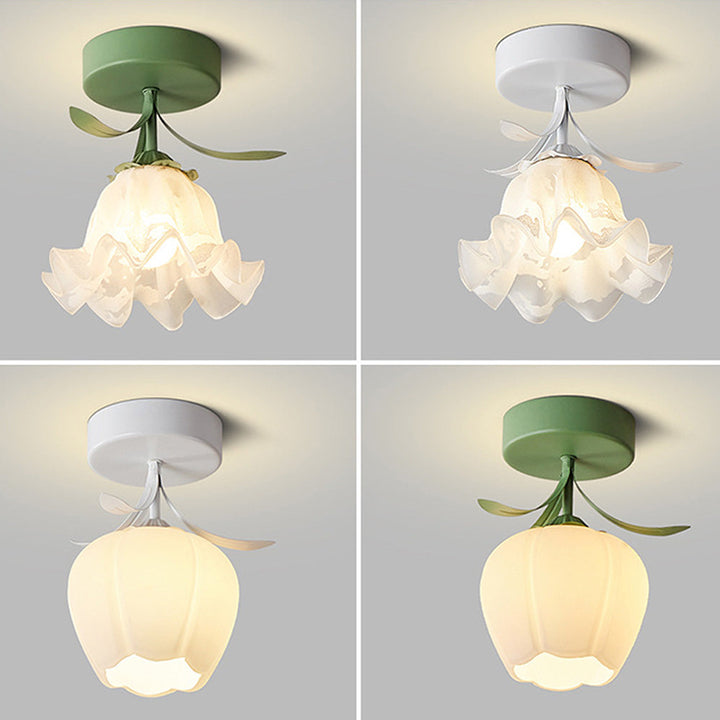 BowLift | Ceiling Light with Floral Glass Shade Design
