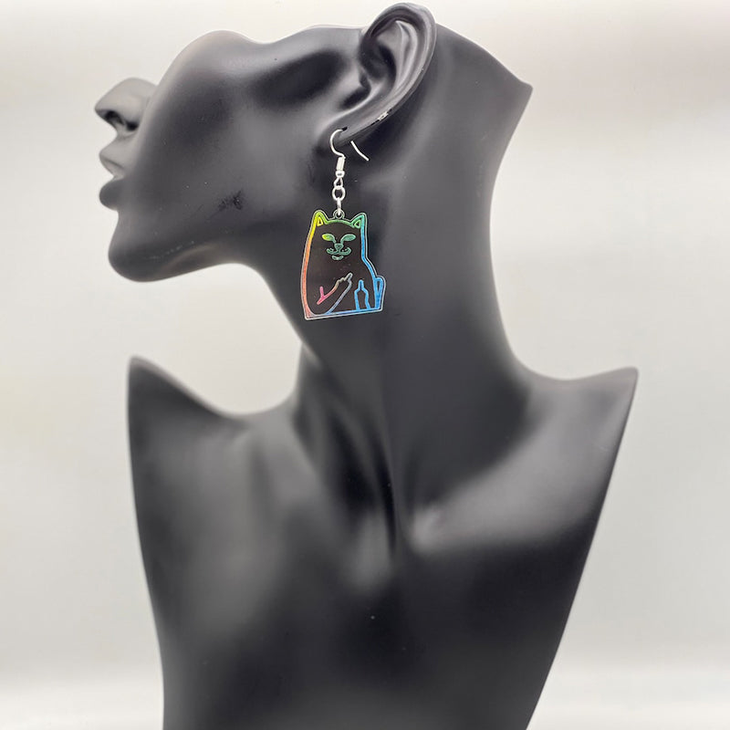 BowLift | Fun Cat Earrings with Middle Finger