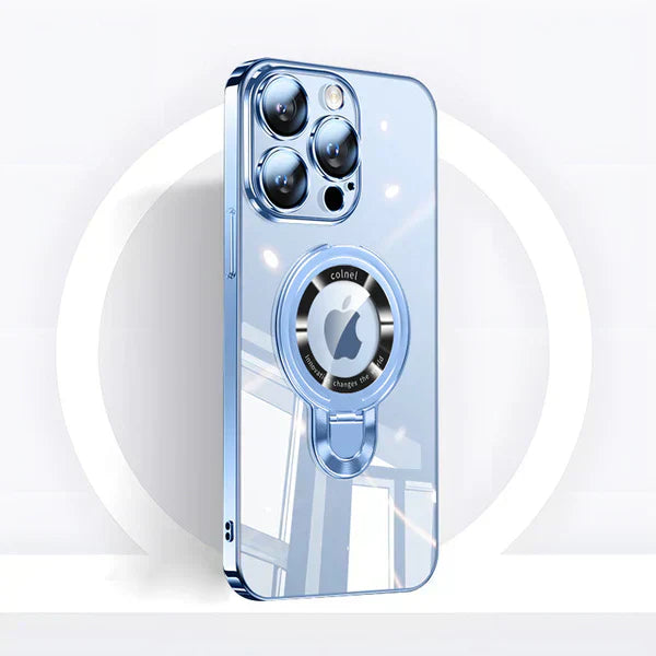 BowLift | iPhone MagSafe Series | Transparent electroplated rotating stand phone case